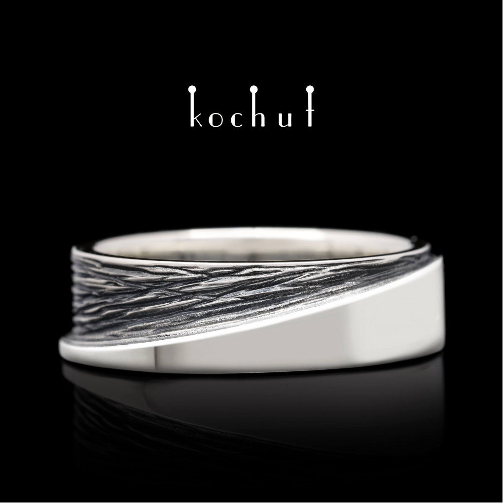 Wedding ring «Mutual attraction». Silver, oxidized