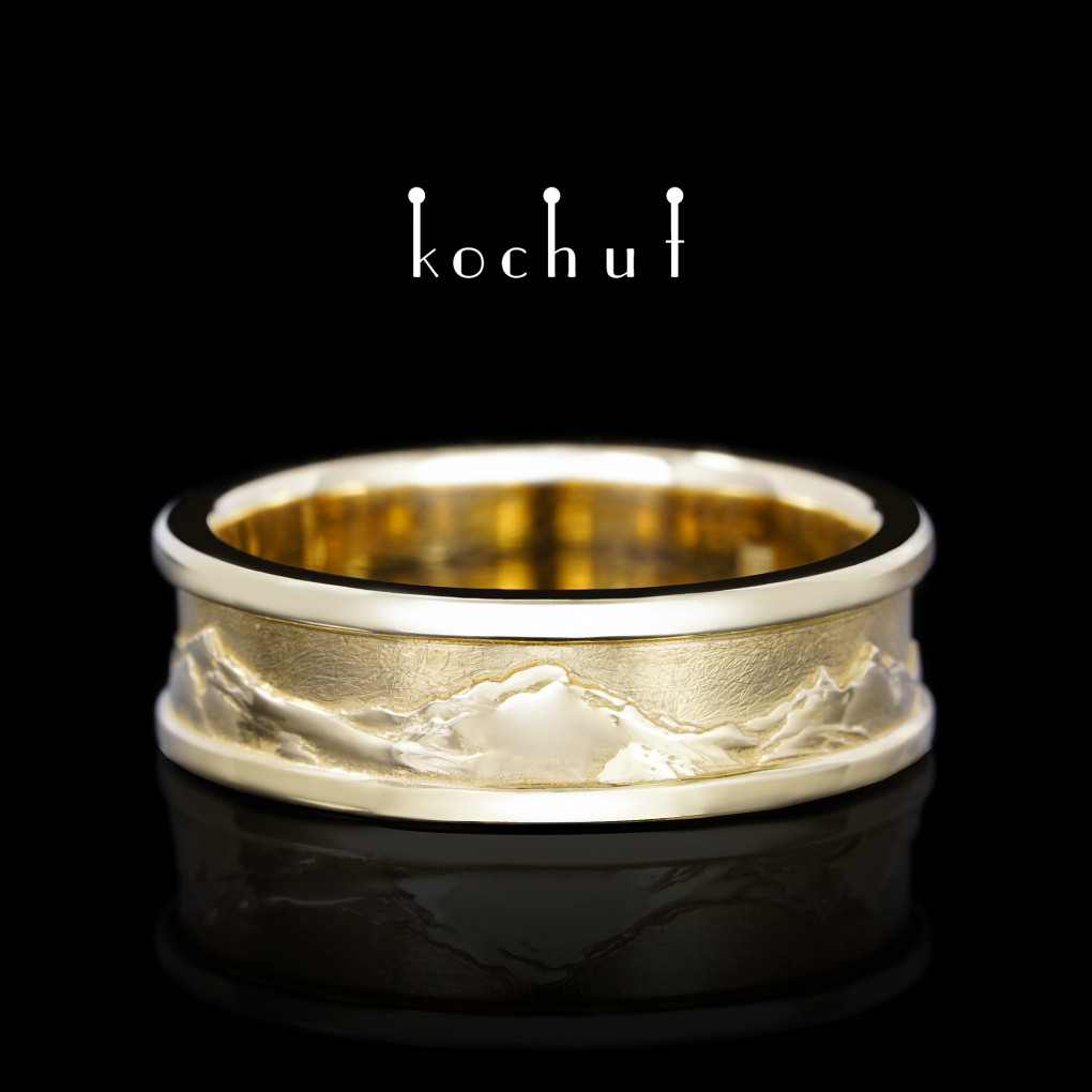 Wedding ring «Peaks of Love». Yellow gold