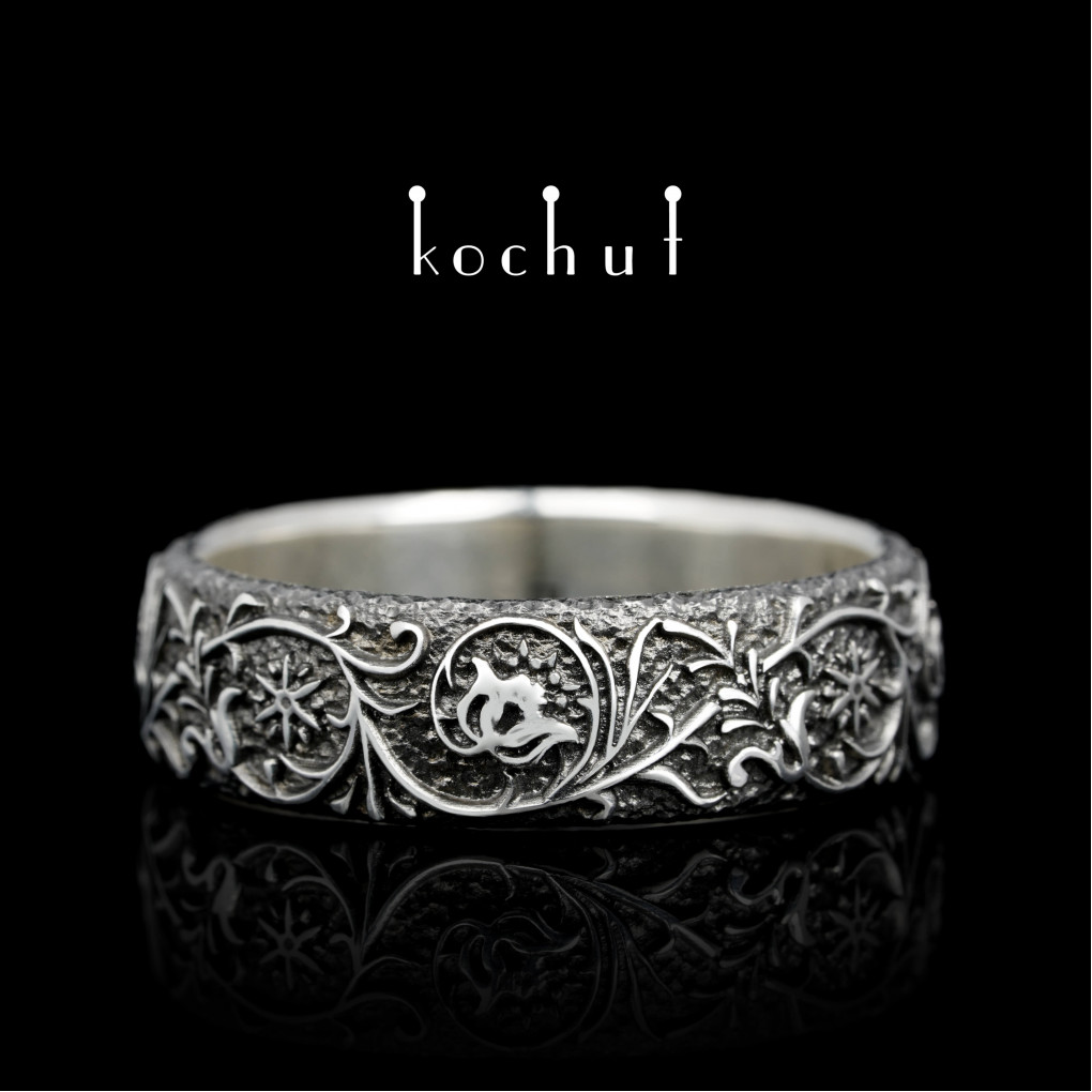 Wedding ring «Harmony of nature». Silver, oxidized