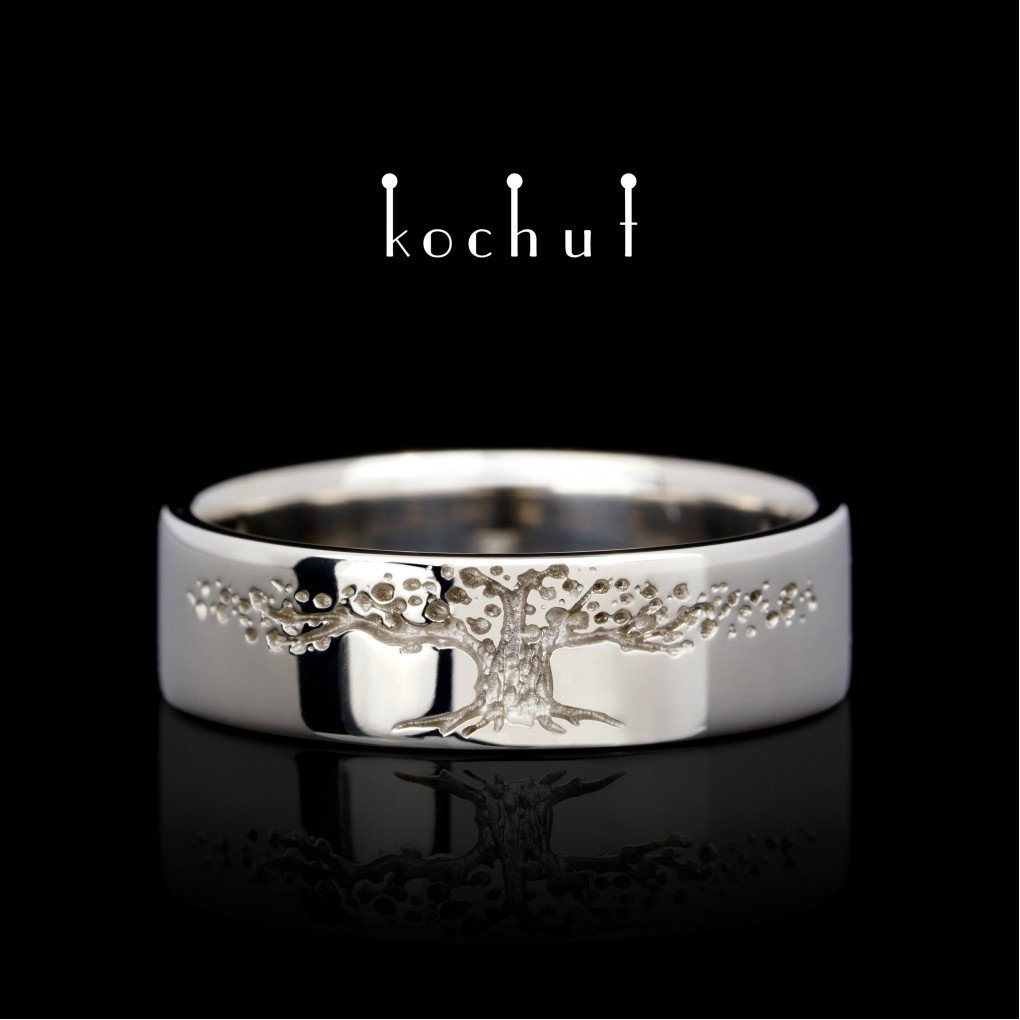 Wedding ring «Tree of Life». Palladium gold