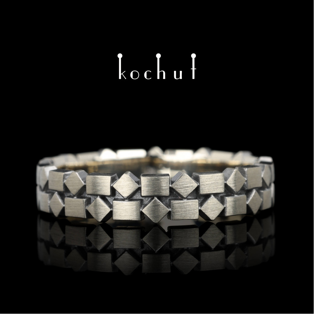 Wedding ring «Geometry». White gold, black rhodium