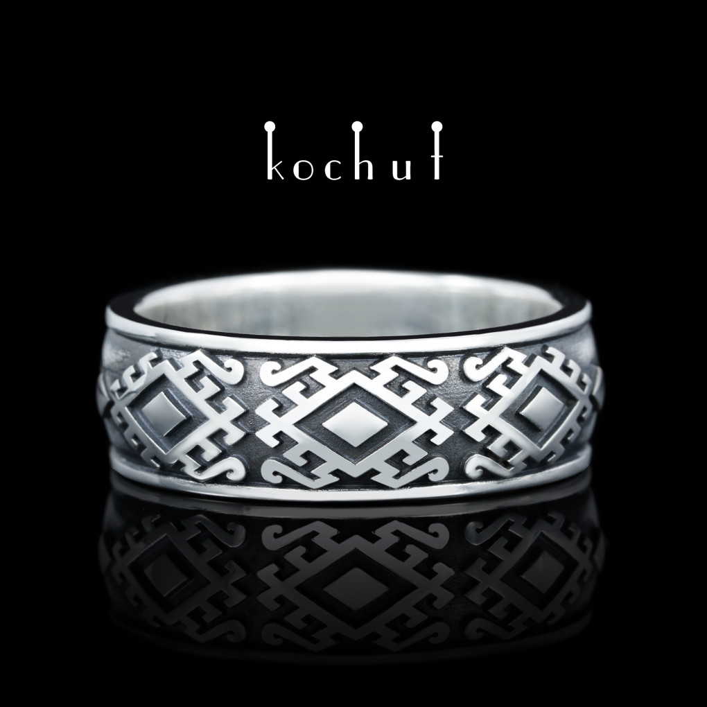 Wedding ring «Hutsul». Silver, oxidized