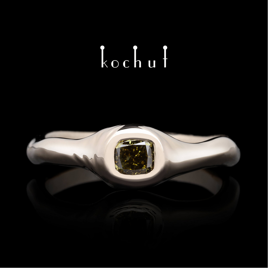 Engagement ring «Mantra of the soul.» Palladium gold, diamond