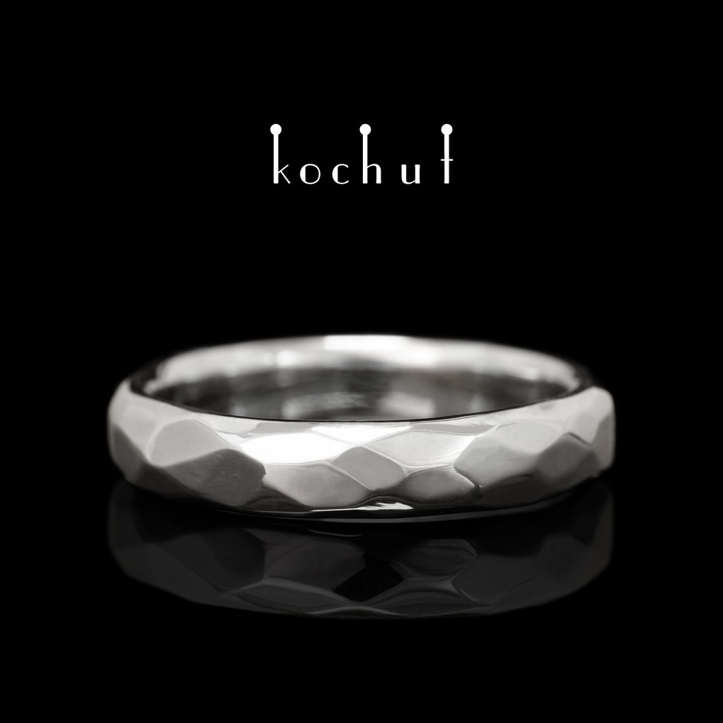 Wedding ring «Absolute». Hardened silver, white rhodium