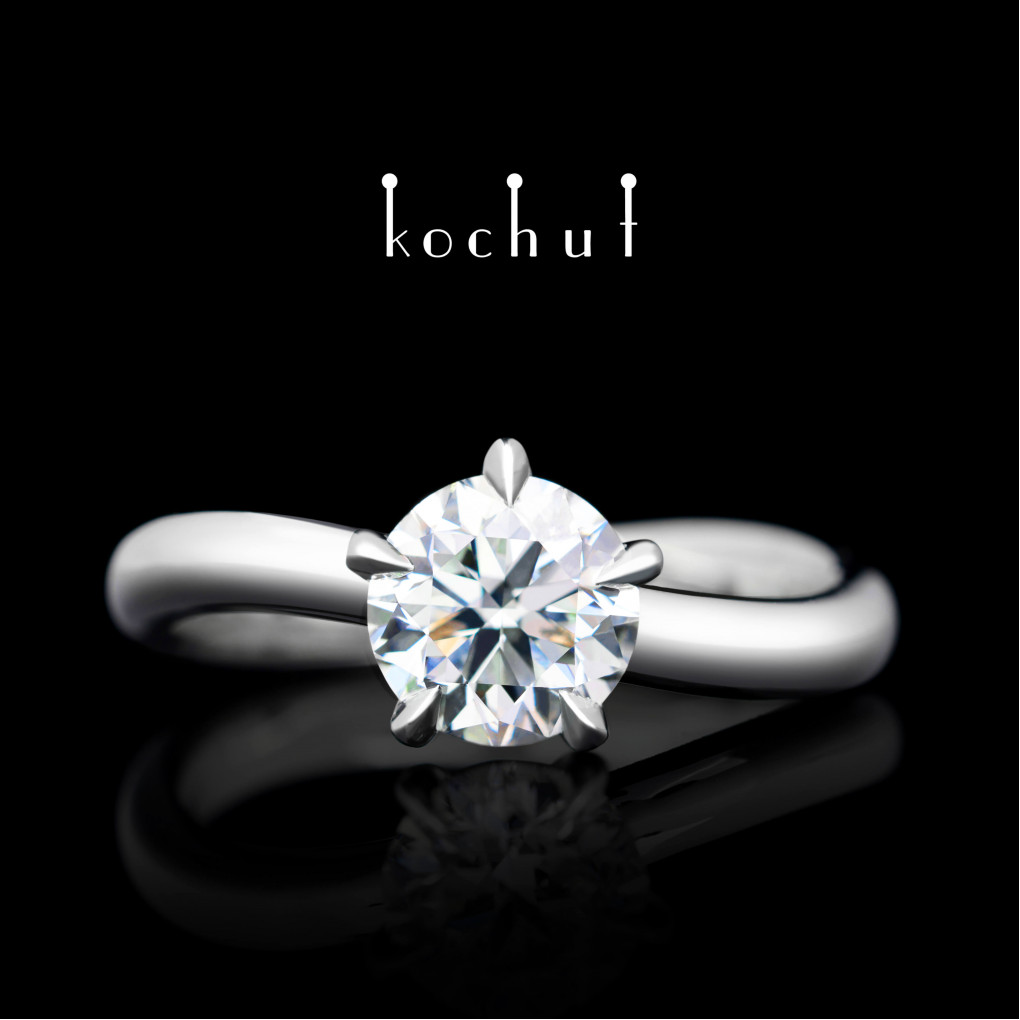 Engagement ring «Infinity». White gold, diamond, white rhodium