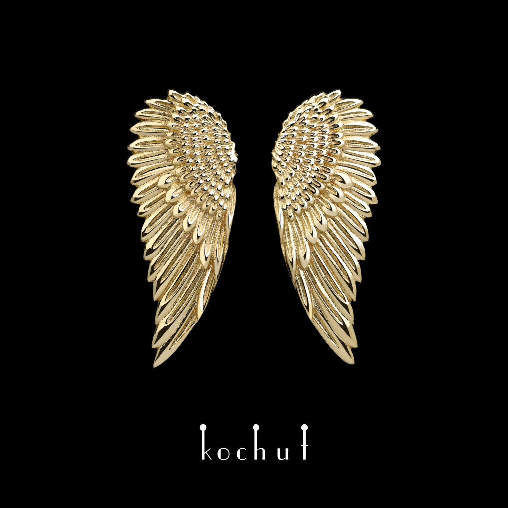 Earrings «Wings». Yellow gold