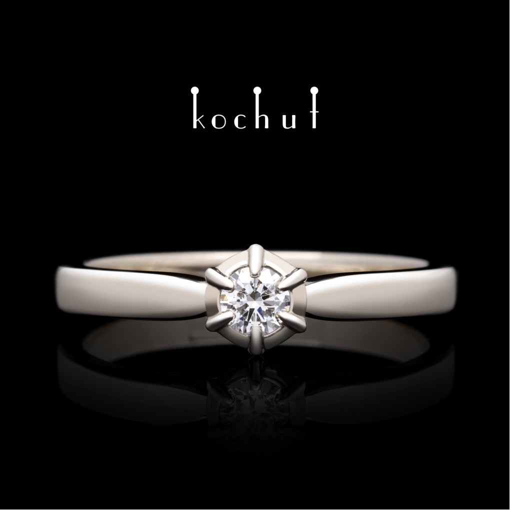 Engagement ring «New Dawn». Palladium gold, diamond