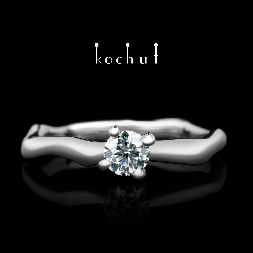 Engagement ring «Gentle hugs». Platinum, diamond