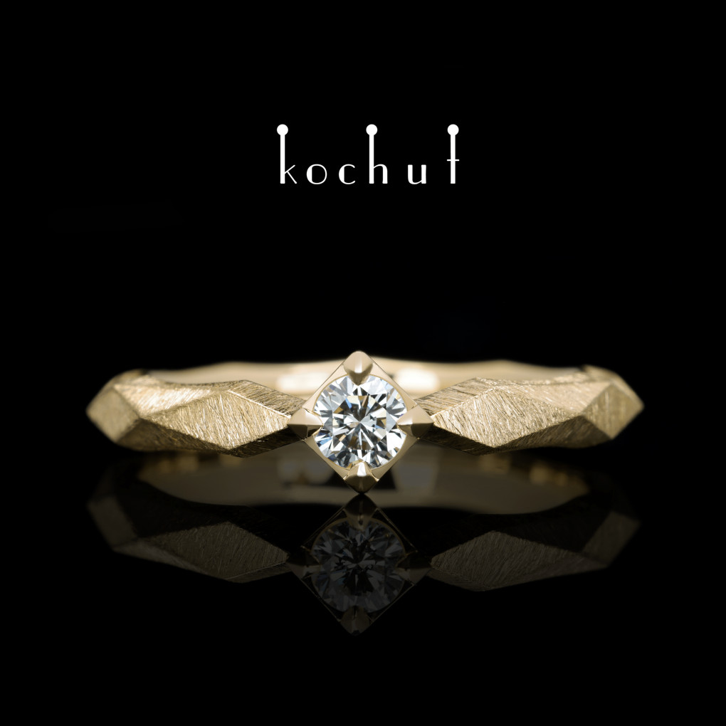 Engagement ring «My Queen». Yellow gold, diamond