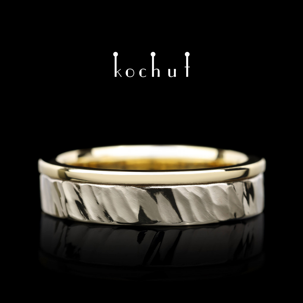 Wedding ring «Memoria». White and yellow gold