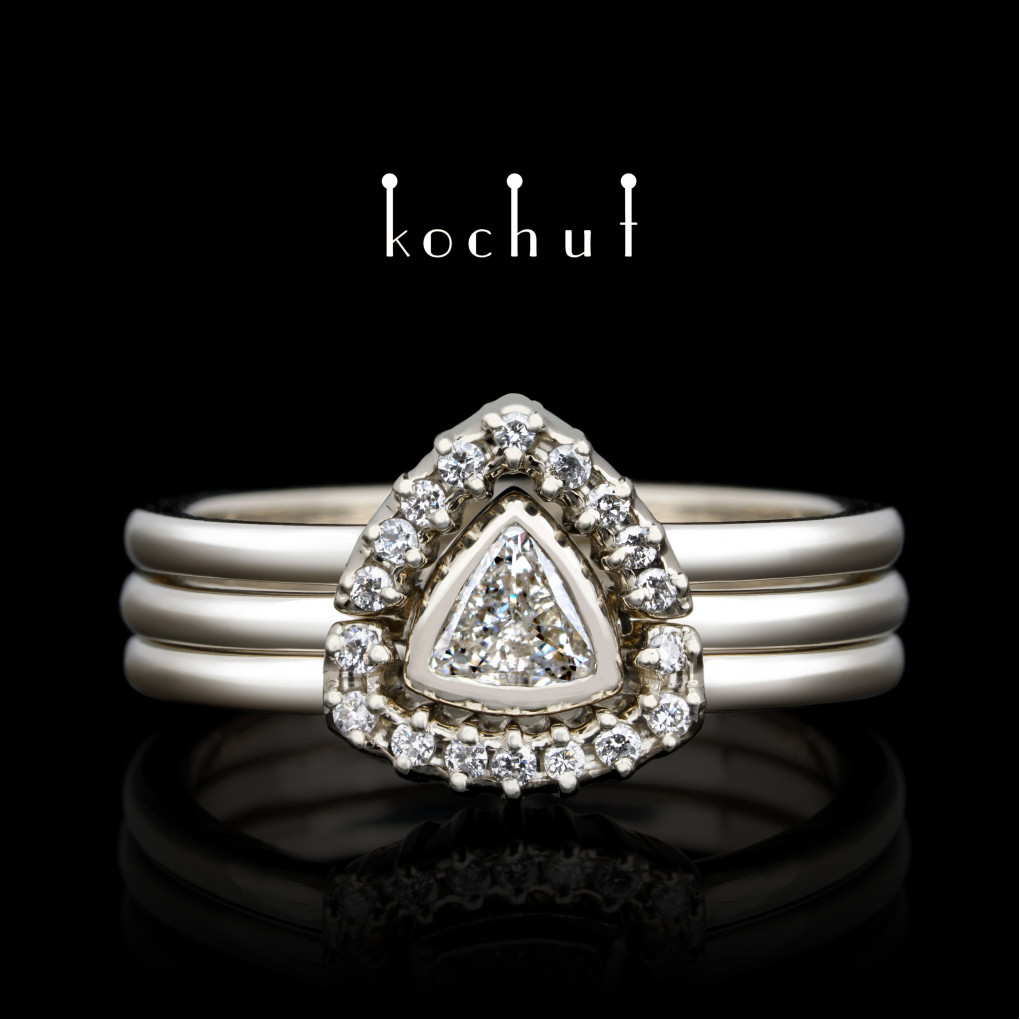 Engagement ring «Meridian». White gold, diamonds