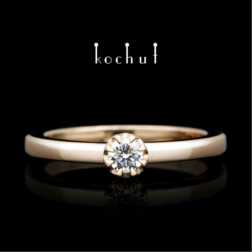Engagement ring «Peaks of Love». Red gold, diamond