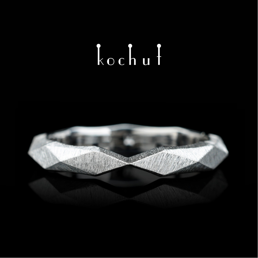 Wedding ring «King and Queen». White gold, white rhodium