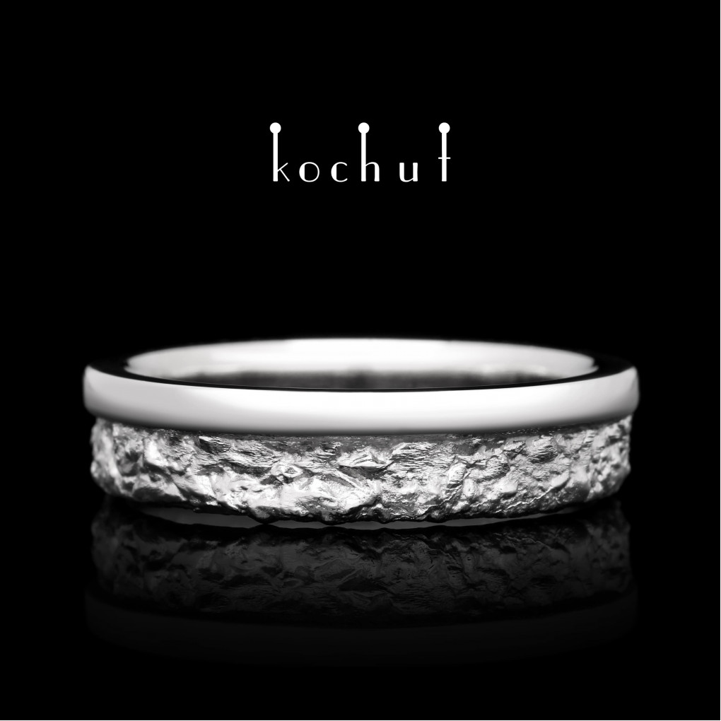 Wedding ring «In joy and sorrow: halves». Platinum