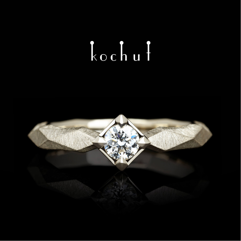 Engagement ring «My Queen». White gold, diamond