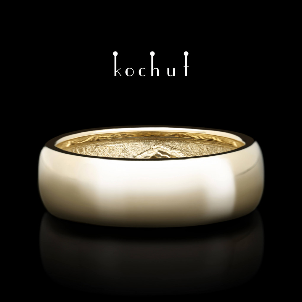 Wedding ring «Peaks of Love: reflection». Yellow gold