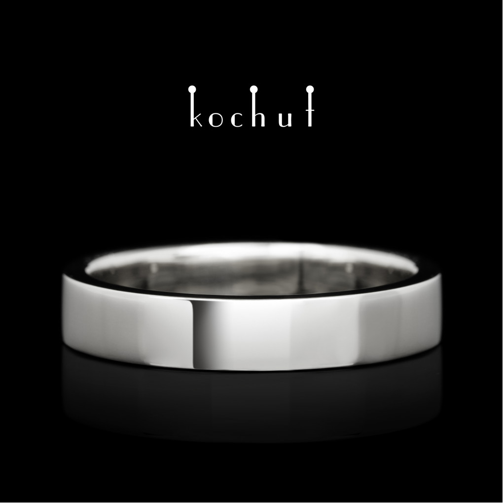 Wedding ring «Minimalism». White gold, white rhodium