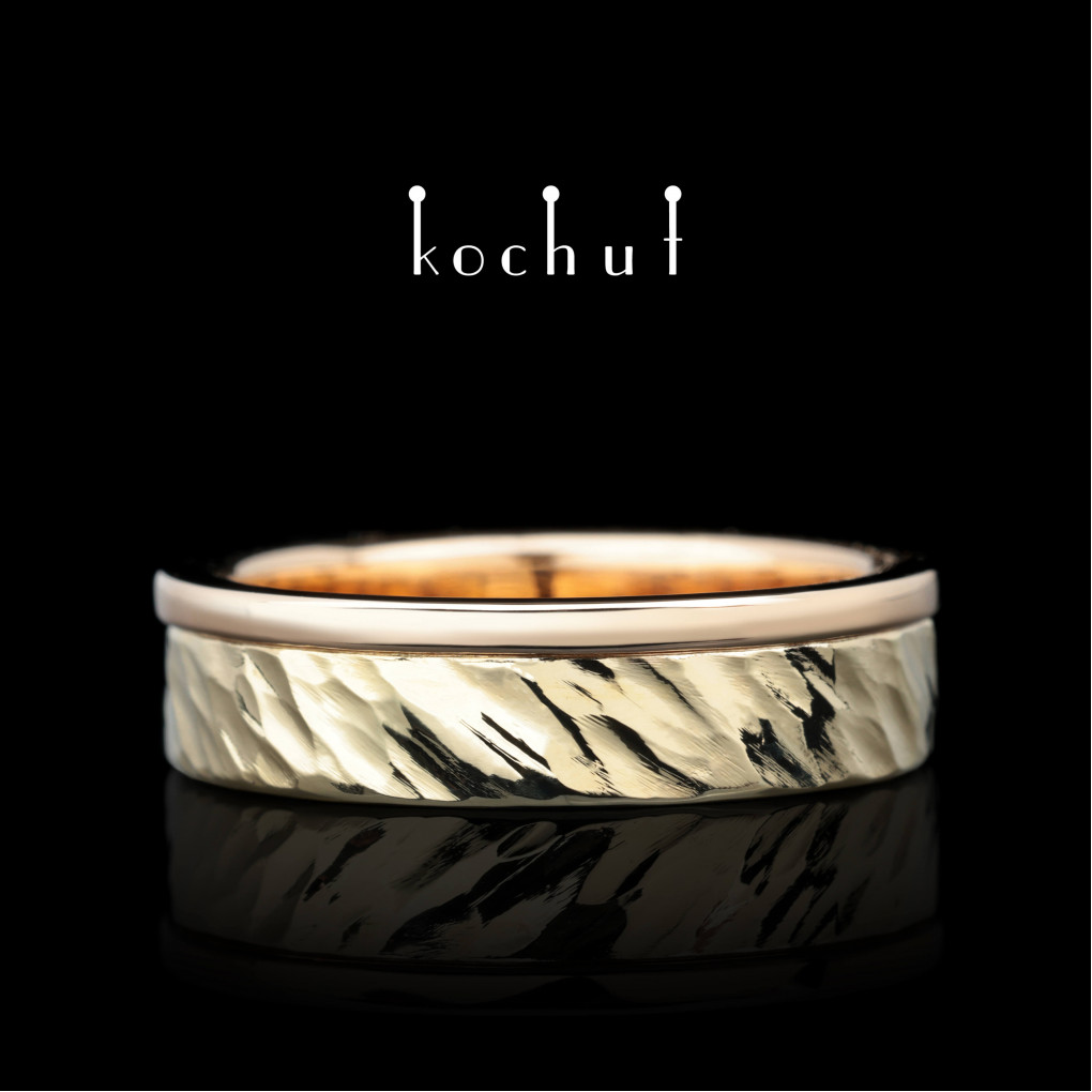Wedding ring «Memoria». Red and yellow gold