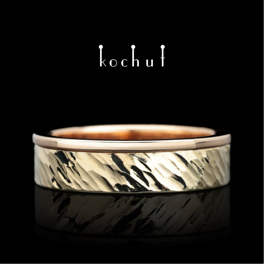 Wedding ring «Memoria». Red and yellow gold
