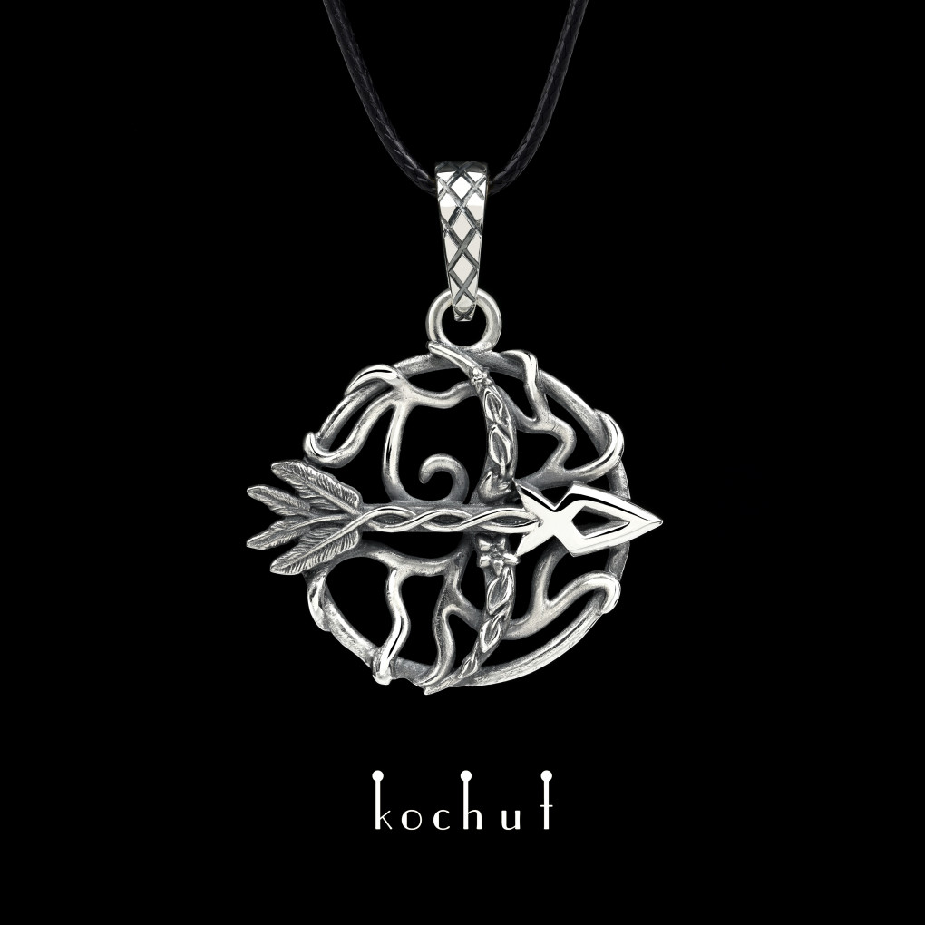 Pendant «Sagittarius». Silver, oxidized