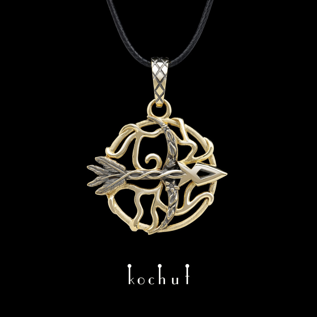 Pendant «Sagittarius». Yellow gold, black rhodium  