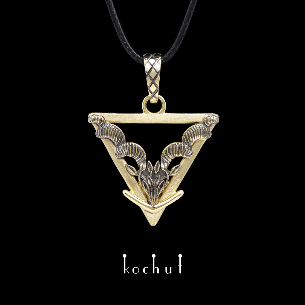 Pendant «Capricorn». Yellow gold, black rhodium