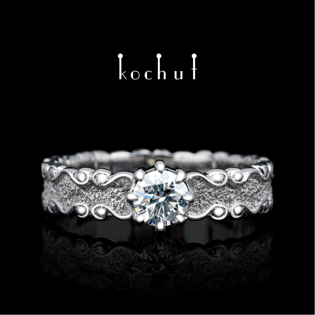 Ring «Marquis». White gold, gold fusing, diamond, white rhodium