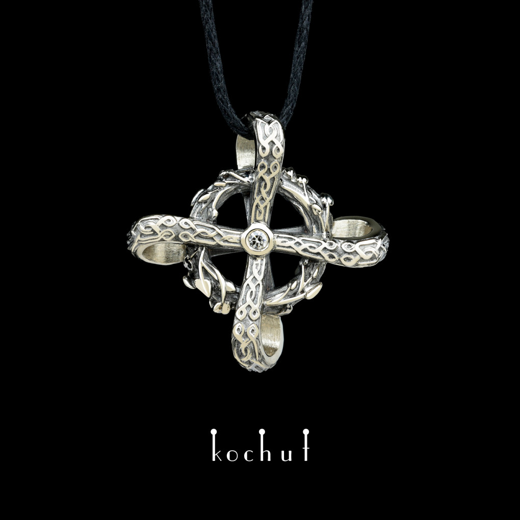 Pendant «Whispers of ancestors». White gold, black rhodium, diamond