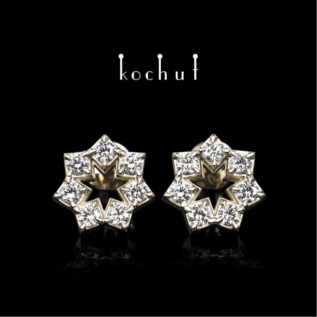 Earrings «Elenielle». White gold, diamonds