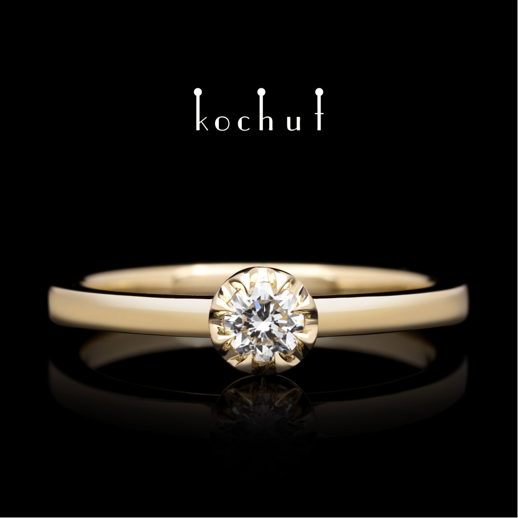 Engagement ring «Peaks of Love». Yellow gold, diamond