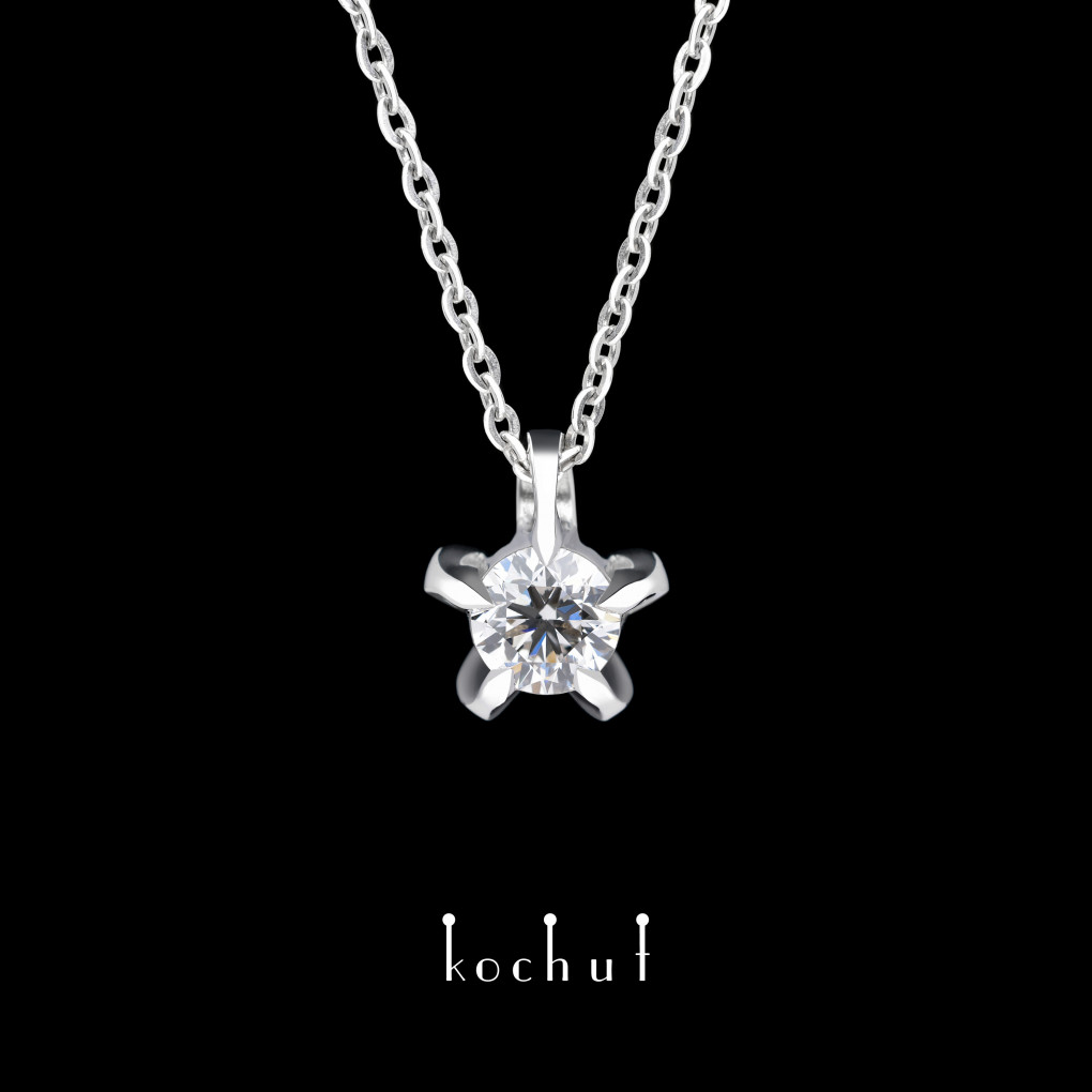 Pendant «Infinity». White gold, white rhodium, diamond