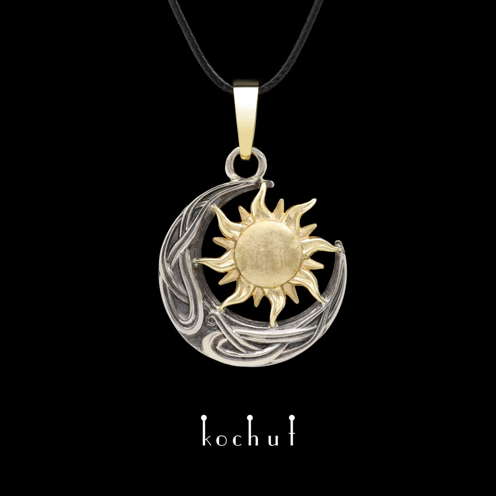 Pendant «Equinox». White, yellow gold, black rhodium