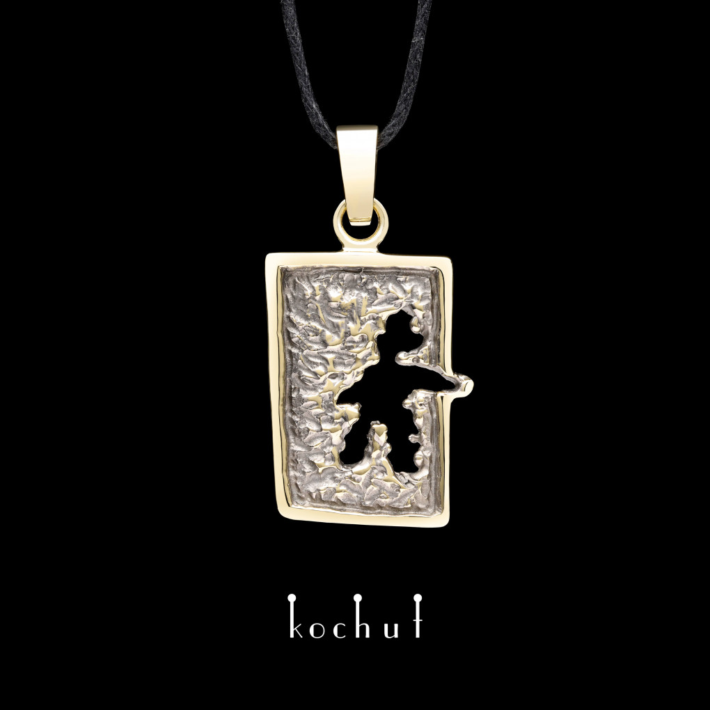 Pendant «Impulse». Yellow gold, black rhodium 