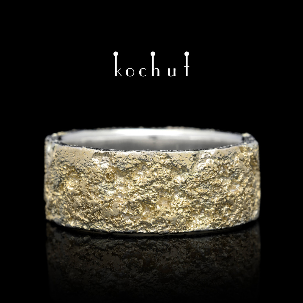 Wedding ring «Soul and body with forging Light». Silver, gold fusing