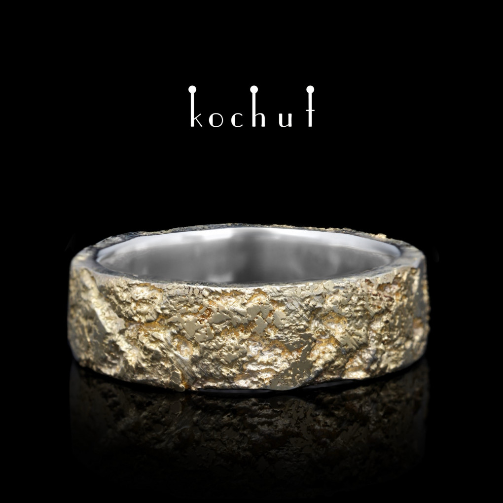 Wedding ring «Soul and body with forging Light». Silver, gold fusing
