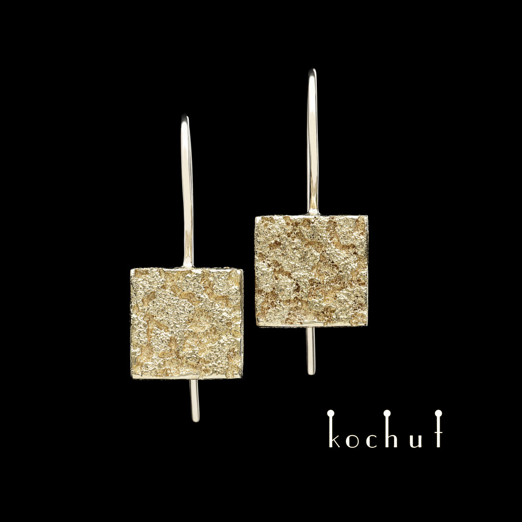 Earrings «Soul and body» french clasp. White gold, gold fusing