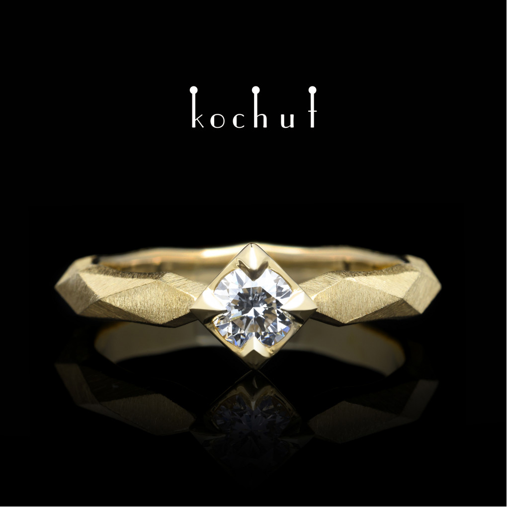 Engagement ring «My Queen». Yellow gold, diamond