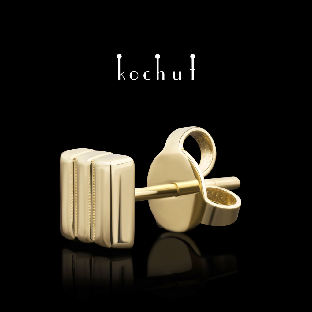 Mono earring «Facets of character: Resilience». Yellow gold