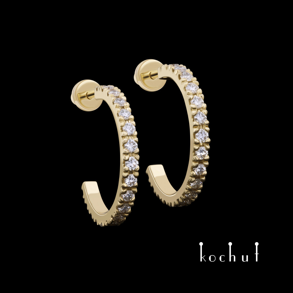 Earrings «My Orbit». Yellow gold, diamonds