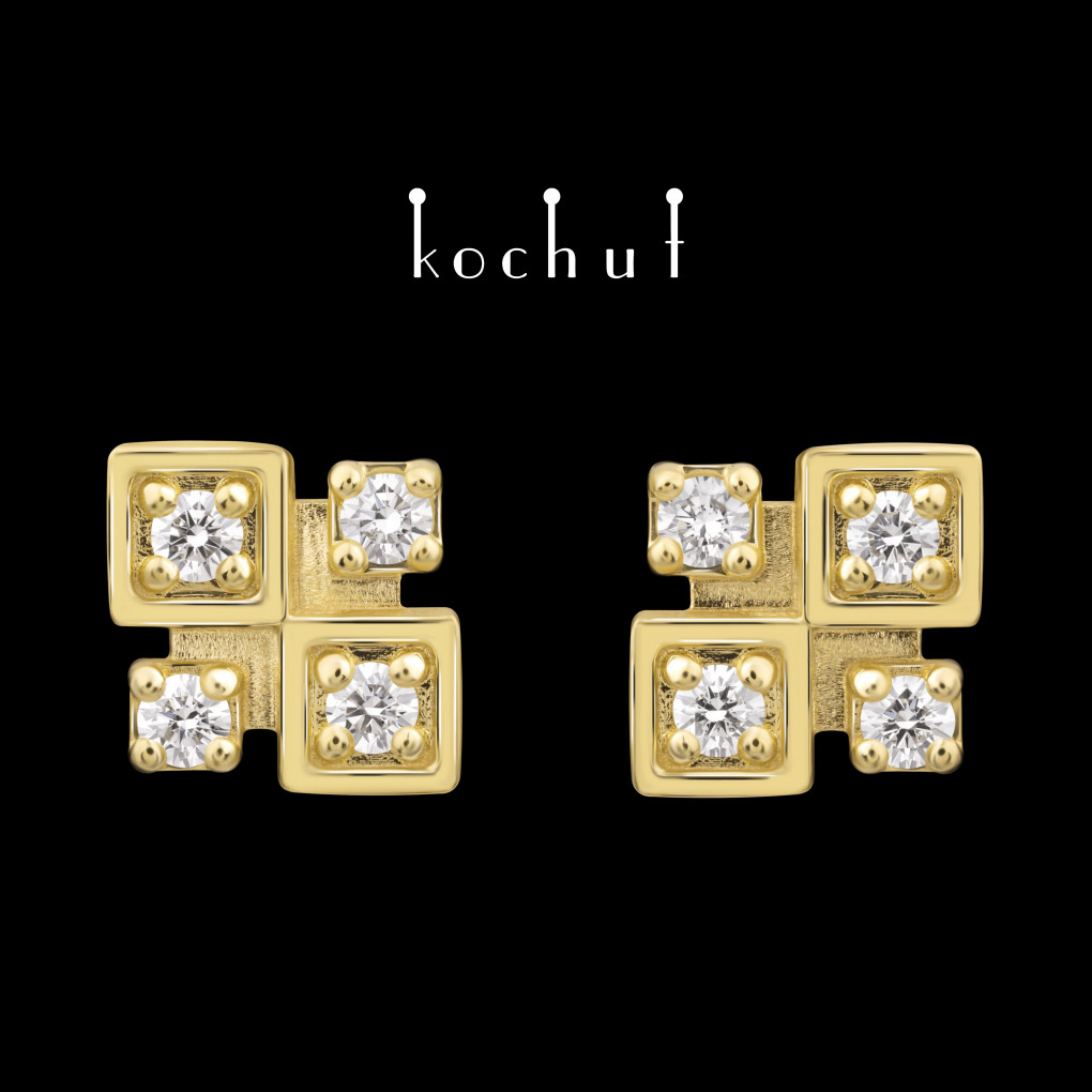 Eclat earrings. Yellow gold, diamonds