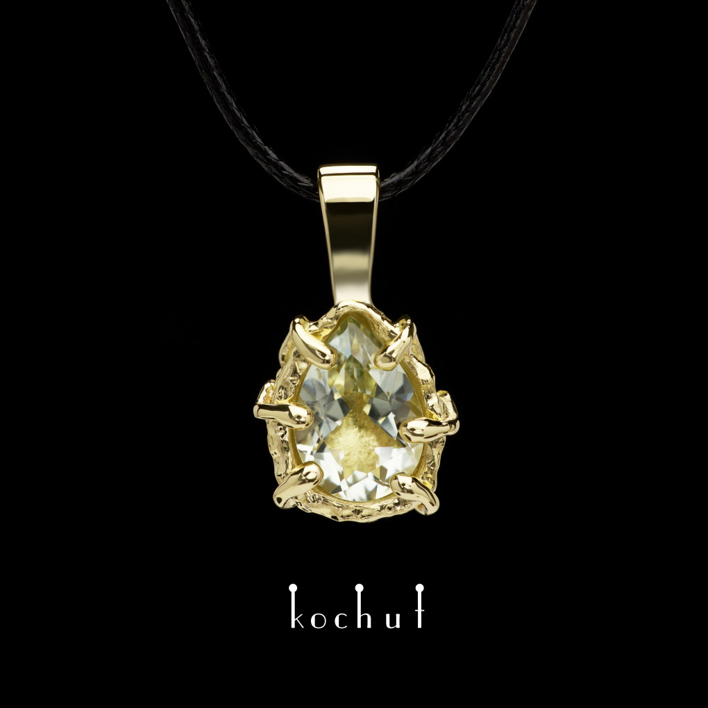 Pendant «Aurora». Yellow gold, green amethyst